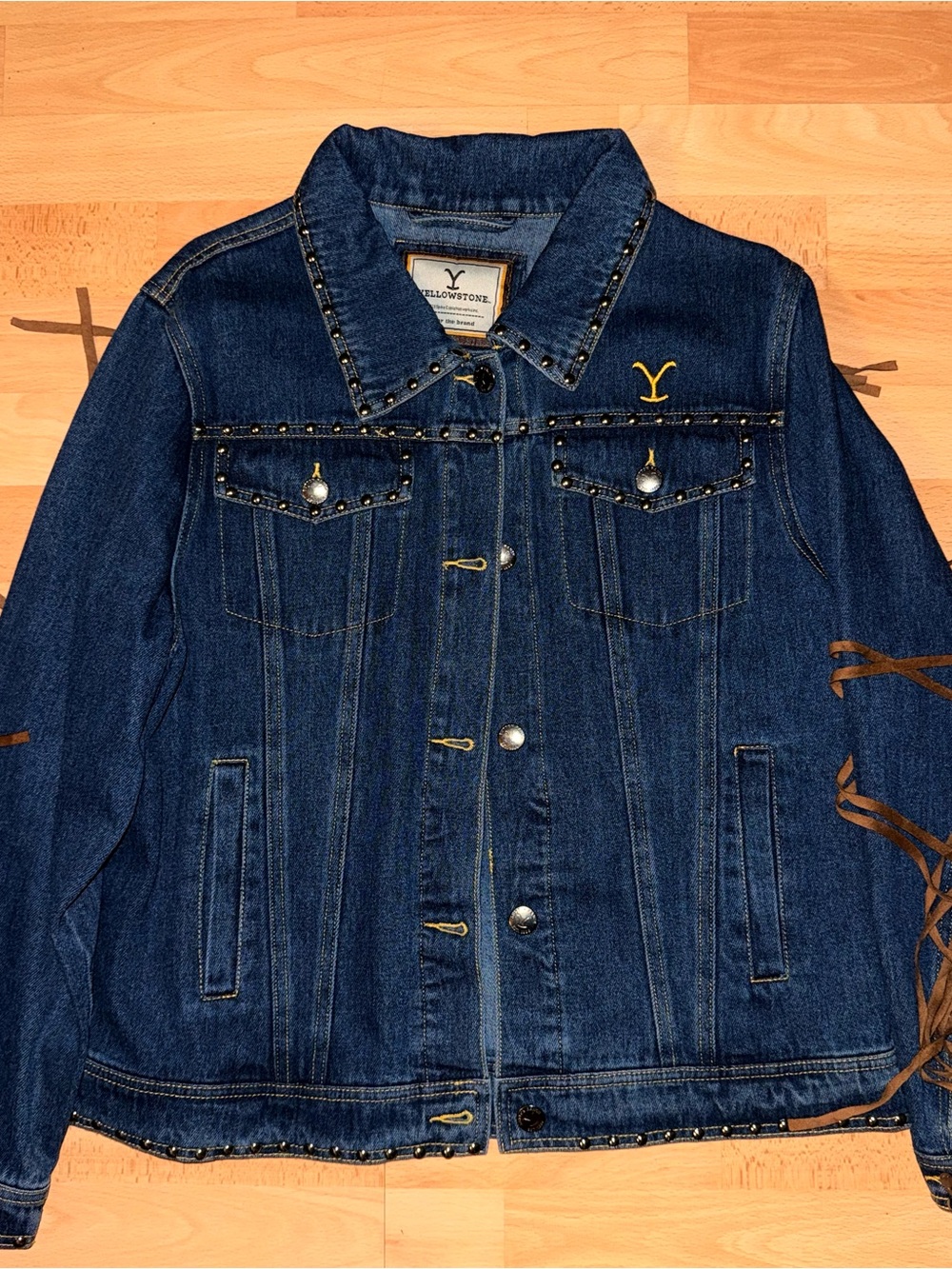Yellowstone Dark Blue Denim Jacket with Stud Accents